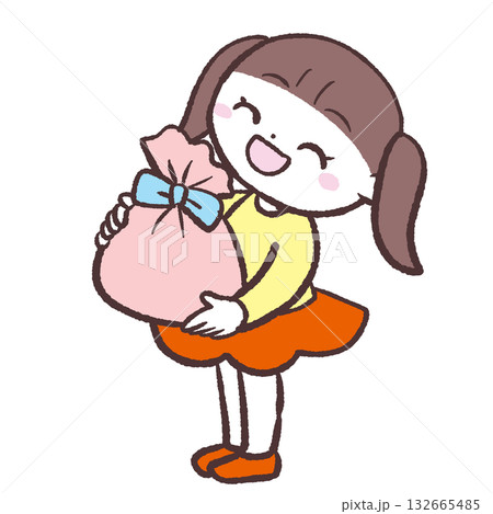 プレゼントを持つ女の子のイラスト プレゼントを持つ女の子のイラスト 132665485