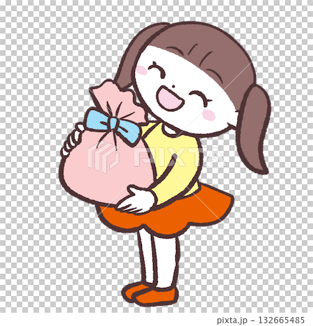 圖：一個女孩手持禮物 132665485
