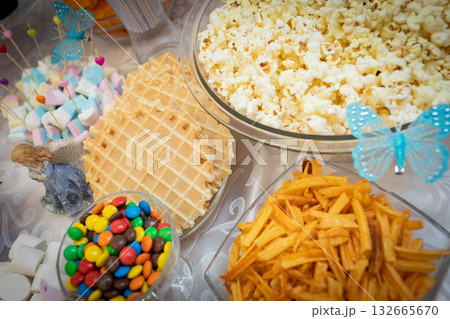 A Colorful Snack Table that is Perfect for All Types of Celebrations and Gatherings 132665670