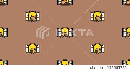 dog seamless pattern french bulldog window house puppy cartoon doodle pet tile background gift wrapping paper repeat wallpaper illustration 132665783