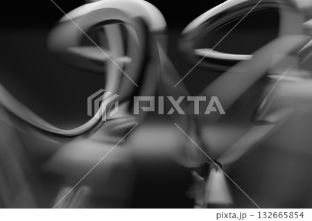 Black Abstract 3D Shapes in Motion on Matte Background 132665854