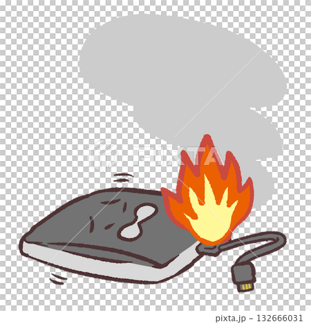 可愛的手機電池燃燒插圖 132666031