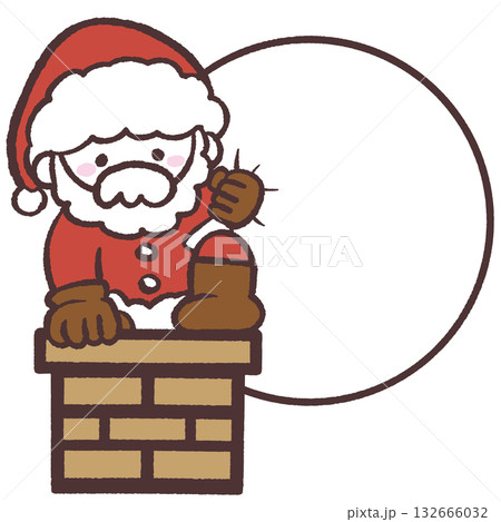 煙突に入るサンタの袋フレームイラスト 132666032