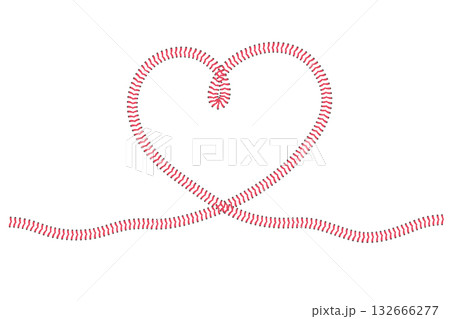 Baseball heart shape lined by red stiches. Baseball sport game heart symbol. Baseball heart shape lined by red stiches. Baseball sport game heart symbol. 132666277