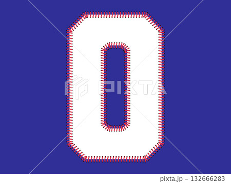 Letter O designed with stitched seams around the edges, resembling baseball stitching. Sports-inspired typography, baseball theme, isolated on white background. Letter O designed with stitched seams around the edges, resembling baseball stitching. Sports-inspired typography, baseball theme, isolated on white background. 132666283