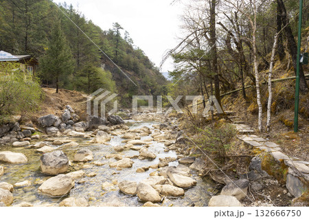 Beautiful view of Blue Moon Valley lake in Lijiang, China. 132666750
