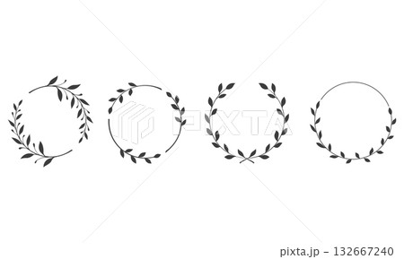 Set of black laurels frames branches.  132667240