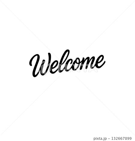 テキストの線画アイコン、ウェルカム、Welcome、素材、背景なし、資料作り、白黒、グラフィック 132667899