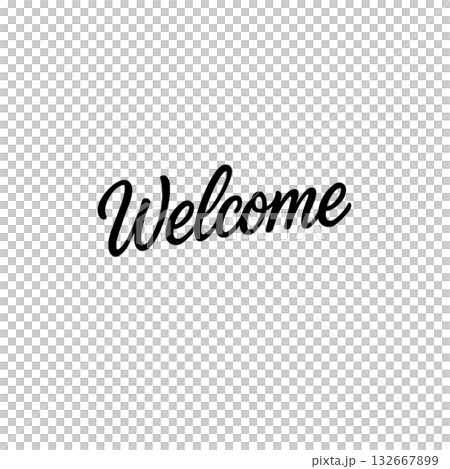 テキストの線画アイコン、ウェルカム、Welcome、素材、背景なし、資料作り、白黒、グラフィック 132667899