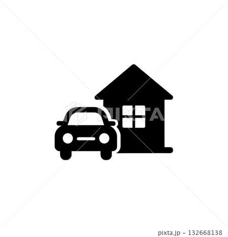 暮らしの線画アイコン、マイホーム、素材、背景なし、資料作り、白黒、グラフィック 132668138