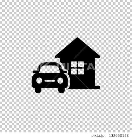 暮らしの線画アイコン、マイホーム、素材、背景なし、資料作り、白黒、グラフィック 132668138