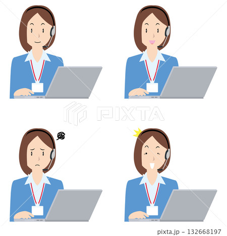 ノートPCと女性コルセンスタッフ① ノートPCと女性コルセンスタッフ① 132668197