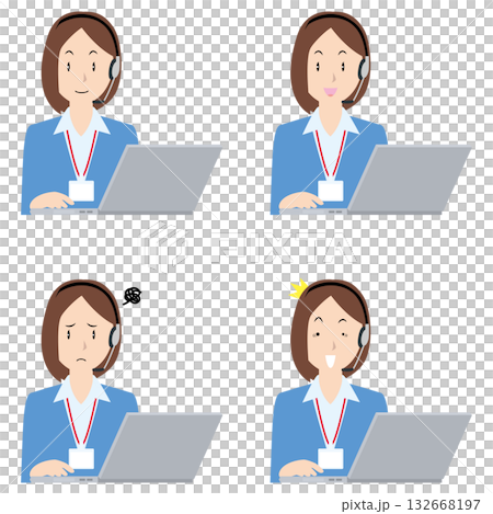 筆記型電腦和女性呼叫中心員工 ① 132668197