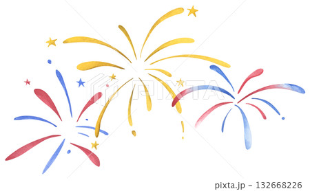 Watercolor illustration of Fireworks for new year. Watercolor illustration of Fireworks for new year. 132668226
