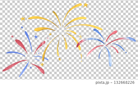 Watercolor illustration of Fireworks for new year. 132668226