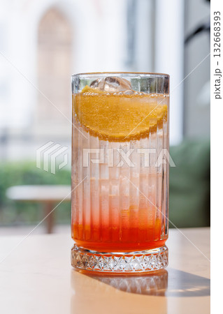 Refreshing summer lemonade with orange and lemon slices Refreshing summer lemonade with orange and lemon slices 132668393