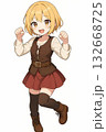 猫ポーズの金髪ショートの女の子　TRPG立ち絵素材 132668725
