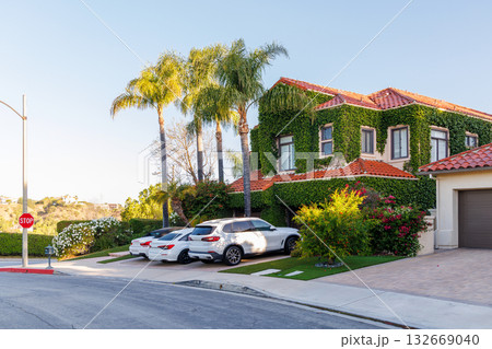 Suburban street with houses in the Los Angeles area Suburban street with houses in the Los Angeles area 132669040