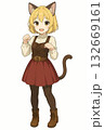 猫耳の金髪ショートの女の子　TRPG立ち絵素材 132669161