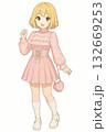 パステルピンクのフリルコーデの女の子　TRPG立ち絵素材 132669253