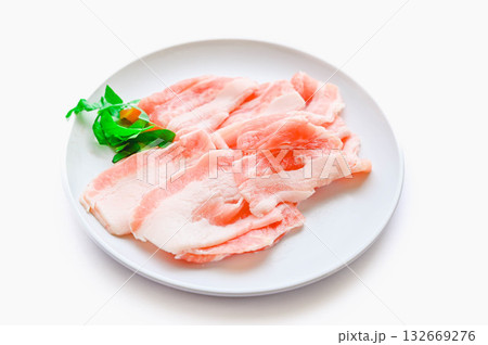 スペイン産　豚バラスライス 132669276