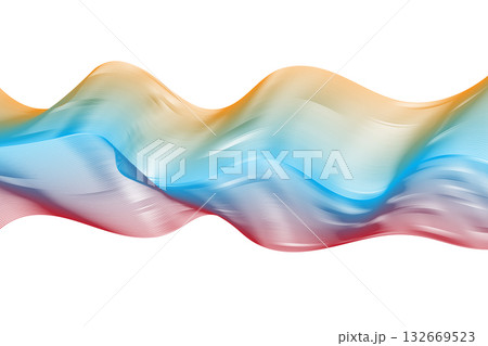 Red, Blue Yellow Wave. Abstract Gradient Flow with Smooth Motion and White Background 132669523