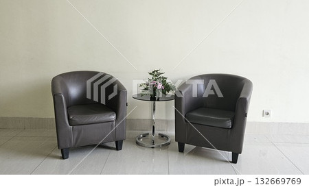 This two sofa and table with white background 132669769