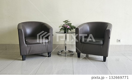 This two sofa and table with white background 132669771