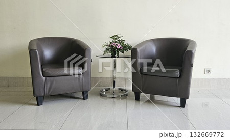 This two sofa and table with white background 132669772