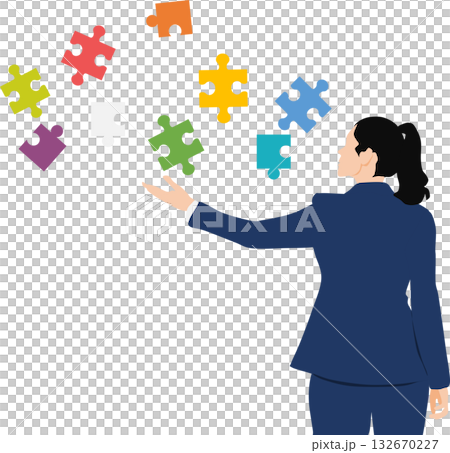 Illustration of a businesswoman thinking about business strategies Illustration of a businesswoman thinking about business strategies 132670227