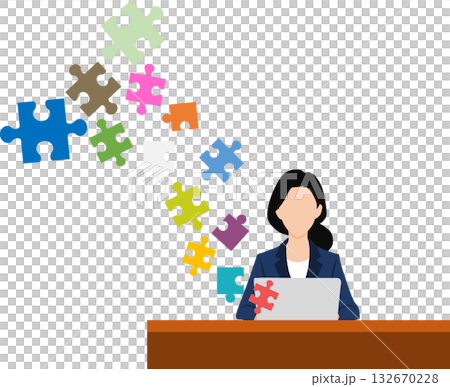 思考商業策略的女商人的插圖 思考商業策略的女商人的插圖 132670228