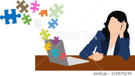 経営戦略を考えるビジネスウーマンのイラスト 経営戦略を考えるビジネスウーマンのイラスト 132670230