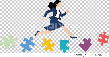 Illustration of a businesswoman thinking about business strategies Illustration of a businesswoman thinking about business strategies 132670235