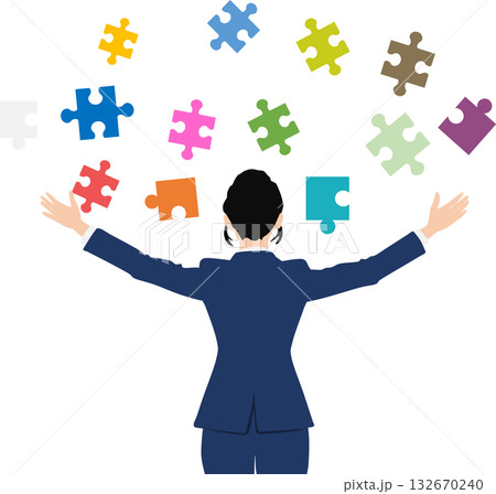 経営戦略を考えるビジネスウーマンのイラスト 132670240