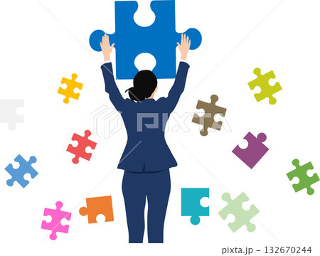 経営戦略を考えるビジネスウーマンのイラスト 132670244