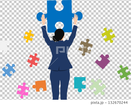 経営戦略を考えるビジネスウーマンのイラスト 132670244