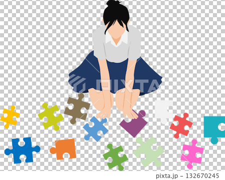 Illustration of a businesswoman thinking about business strategies Illustration of a businesswoman thinking about business strategies 132670245