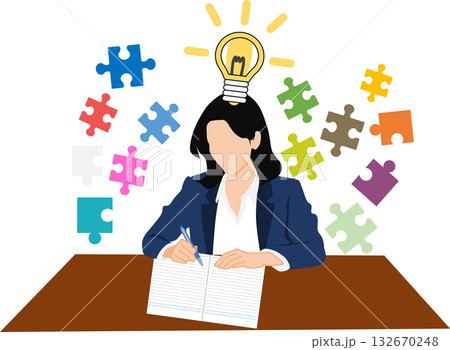経営戦略を考えるビジネスウーマンのイラスト 132670248