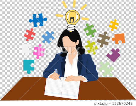 経営戦略を考えるビジネスウーマンのイラスト 132670248
