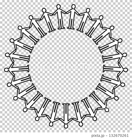 一幅簡單的插圖,描繪了人們手牽手圍成一個圓圈。 一幅簡單的插圖,描繪了人們手牽手圍成一個圓圈。 132670261