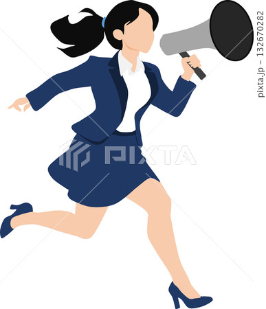 ストライキを起こすビジネスウーマンのイラスト	 132670282