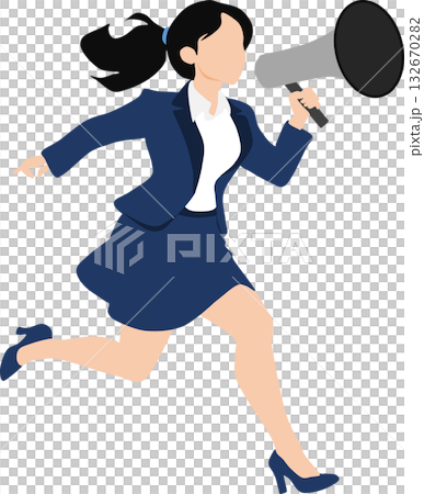 ストライキを起こすビジネスウーマンのイラスト	 132670282