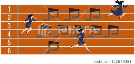 営業成績を競うビジネスウーマンのイラスト 132670381