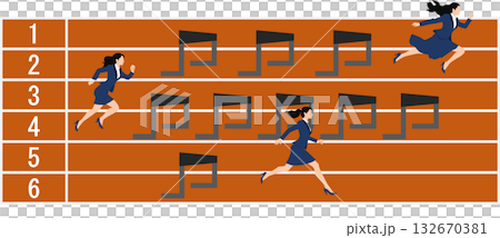 営業成績を競うビジネスウーマンのイラスト 132670381