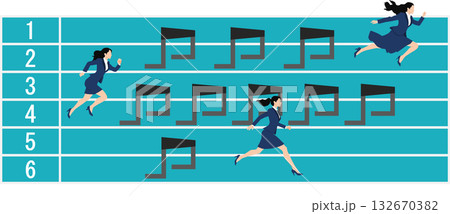 営業成績を競うビジネスウーマンのイラスト 132670382