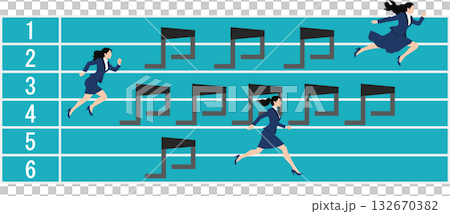 営業成績を競うビジネスウーマンのイラスト 132670382