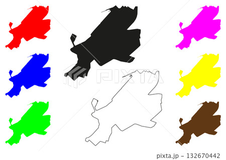 Walvis Bay city (Republic of Namibia) map vector illustration, scribble sketch Walvisbaai, Ezorongondo, Walfischbucht or Walfischbai map 132670442