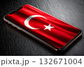 Smartphone displaying turkish flag symbol of national patriotism 132671004
