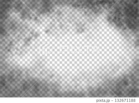 Abstract texture of black smoke and fog on a transparent background. Smoke border, vignette for photos, fog effect for text or space design. Abstract texture of a black and gray wall. 132671188
