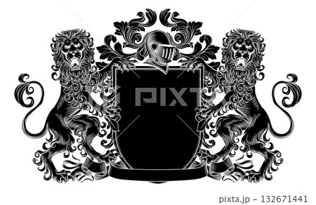 Coat of Arms Crest Lions Family Heraldry Shield Coat of Arms Crest Lions Family Heraldry Shield 132671441